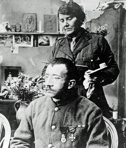 Photograph of Anna Ladd with Soldier, ca. 1918