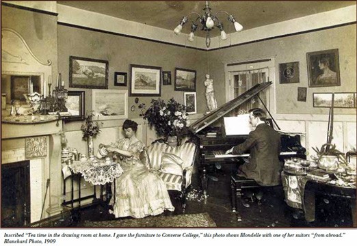 Photo by Blanchard of Blondelle Malone in her drawing room, 1909. University of South Carolina Libraries Digital Collections.