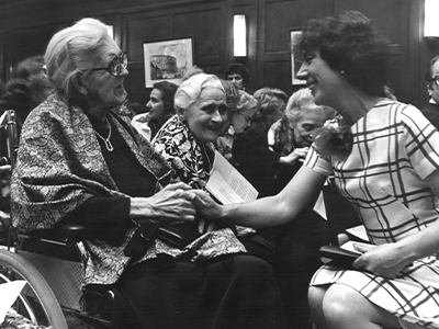 Danielle Haase-Dubosc, former director of Reid Hall, thanking Nadia Boulanger, 1977. RH archives