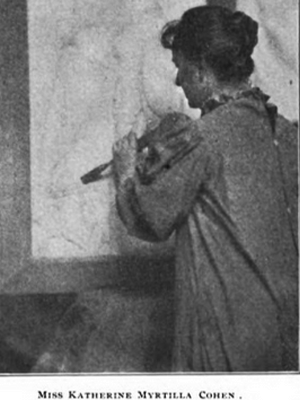 Sculptor Katherine Cohen at work, from “A Jewess As Artist.” The Maccabaean, volume 2, number 6, June 1902, pp. 298-299.