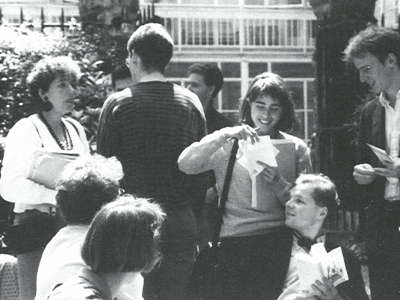 Danielle Haase-Dubosc and students at Reid Hall. Photograph retrieved from the RH archives.