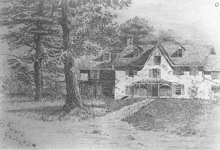 Blanche Dillaye, etching of Edward Fouke's house, n.d.