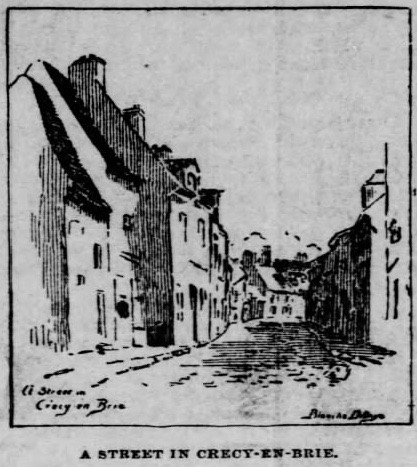 Blanche Dillaye, "A Street in Crécy-en-Brie, 1894, etching.The Philadelphia Inquirer, October 7, 1894, p.