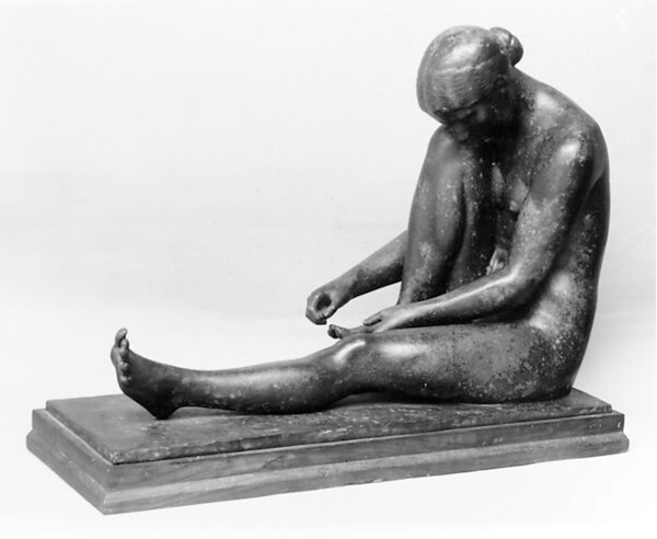 Jane Poupelet, "Femme à sa toilette," 1909, bronze. Metropolitan Museum of Art.