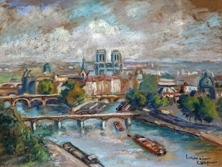Germaine Chapuis, untitled view of the Seine, n.d., pastel on paper. RH Archives