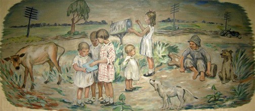 Anne Goldthwaite, “The Letter Box,” Goldthwaite’s WPA mural at the Post Office in Atmore Alabama, 1938, The Living New Deal