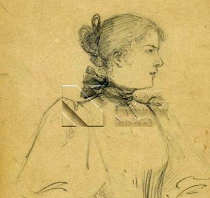 "Caroline Minturn Hall", Maud Hamm [should be Maud Stumm], 1895, pencil drawing, Newport Historical Society 