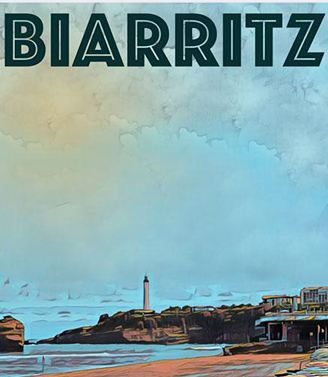 Vintage poster for the town of Biarritz