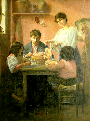 Nina “Rosabel” Hartwell, “The Frugal Meal,” 1903, oil on canvas, Brigham Young University Museum of Art