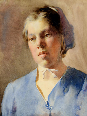 Ella Hergesheimer, “Dutch Girl,” 1904, watercolor on paper. Reading Public Museum
