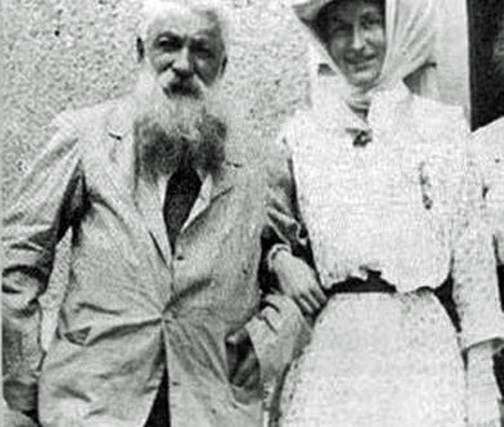 Malvina Hoffman with her teacher and friend, Auguste Rodin, at Chatelet en Brie in August 1914, from Heads and Tales, p. 50