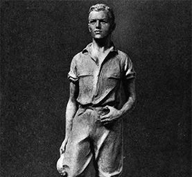 Anna Ladd, "The Aviator," n.d., bronze. Figure for the memorial fountain in Hamilton, Mass. In commemoration of Samuel P. Mandell killed in France in 1918. See, The Work of Anna Coleman Ladd