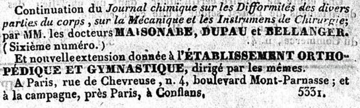 Advertisement in Le Constitutionnel, October 26, 1828.