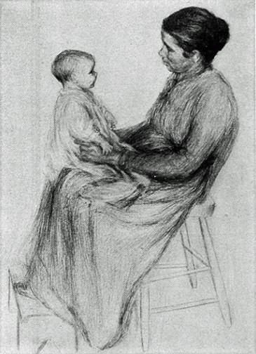 Cornelia Maury, "Mother and Child,” ca. 1900, pastel. Brush and Pencil, volume 16, number 2, August 1905, p. 91
