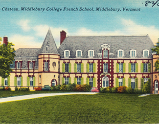 “Le Château,” inaugurated in 1925 as the first French House on an American campus. Over 40 Middlebury students who pledged to speak only French lived, ate and took classes there.