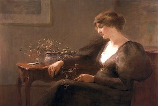 M. E. Dickson, "Mistletoe," oil on canvas, ca. 1896. Caldwell Gallery