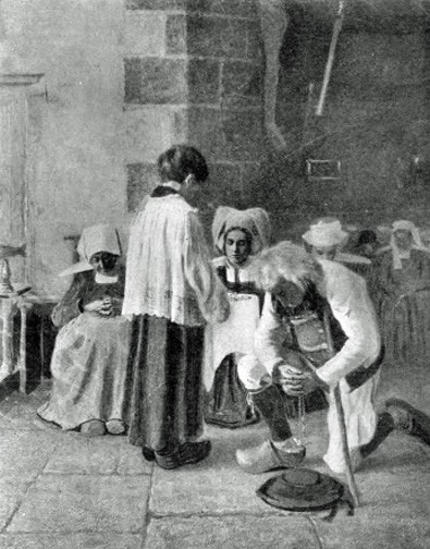 Willie Newman, "Passing the Holy Bread," oil on canvas, ca. 1892. Reproduced in The Taylor-Trotwood Magazine, volume 3, 1906, p. 566