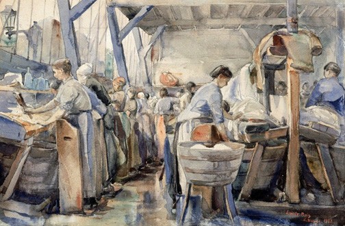 Elizabeth Nourse, “Lavoir, Paris,” 1888, watercolor over pencil. Cincinnati Art Museum