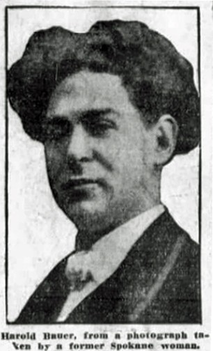 Ruth Turner Perry’s portrait of pianist Harold Bauer, reprinted in the Spokane Chronicle on February 13, 1912, 19. 