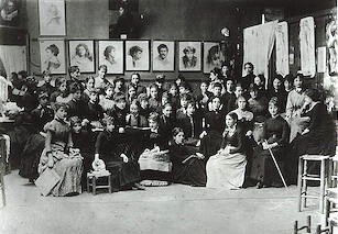 Photograph of the Atelier at the Académie Julian, 1885. Library of Congress