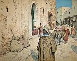Tavík František Šimon, "Main Street in Tangier," 1912, aquatint
