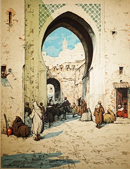 "Gate in the Arab Quarter, Tangier", Tavík František Šimon, 1912, aquatint