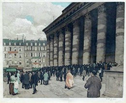 Tavík František Šimon, "Bourse des Valeurs, Paris," 1912, aquatint