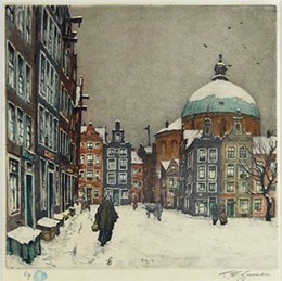 Tavík František Šimon, “Snow in Amsterdam, The Koepelkerk," 100 prints