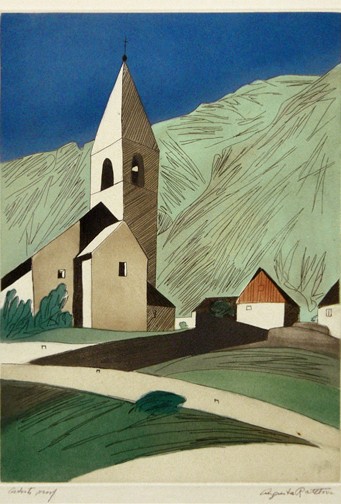 Augusta Rathbone, St Dalmas, French Riviera, c. 1935, etching, aquatint, print Porcabeuf. Annex Galleries