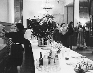 Reception held in Reid Hall's Dining room, 1950s. Photograph retrieved from the RH archives.