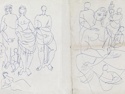 Anne Estelle Rice, “Untitled study of standing and sitting nude female figures,” undated, drawing on paper. The Tate Archive, UK