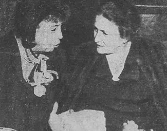 Eleanor Roosevelt and Dorothy F. Leet discussing over Thanksgiving Dinner. New York Herald Tribune, Paris, November 23, 1951, n.p. Retrieved from the RH archives, scrapbook.