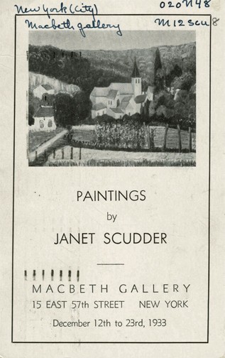 Announcement, "Paintings of Janet Scudder," MacBeth Gallery, 1933. The Met, Thomas J. Watson Library Digital Collections