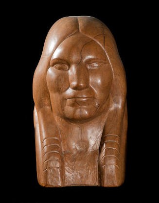 Eugenie Shonnard, head of Native American man, n.d. wood. New Mexico Museum of Art