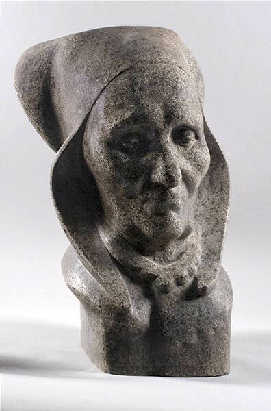 Eugenie Shonnard, head of a woman in Ploumanach, France, 1923, granite. New Mexico Museum of Art
