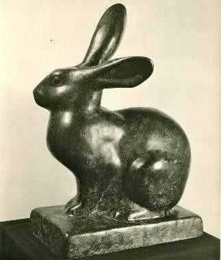Eugenie Shonnard, "Rabbit Listening," 1920s, granite