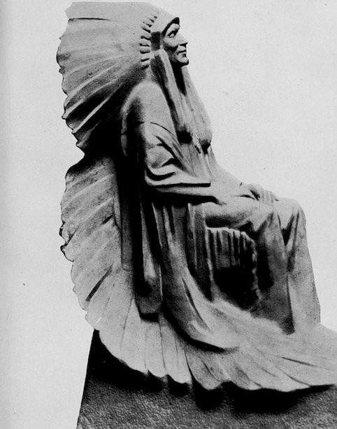 Eugenie Shonnard, sculpture of Dr. Charles A. Eastman (chief Ohiyesa), 1920s, granite. Chassé, 1924, p. 91