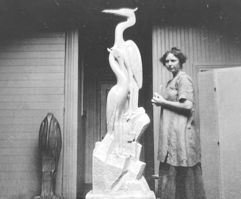 Photograph of Eugenie Shonnard in her New York studio, ca. 1919. Bourdelle Archives.