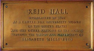 Plaque in honor of Elisabeth Mills Reid