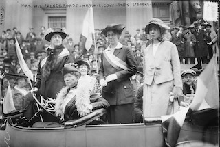 Photograph of Doris Stevens (third from left in car) and other feminist advocates, 1915, Library of Congress Prints and Photographs Division