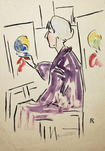 Augusta Rathbone, Student at the Académie de la Grande Chaumière - Woman Painting, 1922, drawing. Annex Galleries