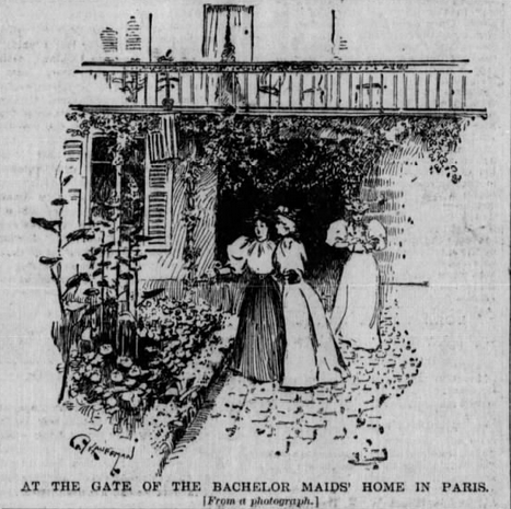 Image of the first courtyard, in front of the entrance to 4 rue de Chevreuse,  from The San Francisco Examiner, 7 April 1895, 24
