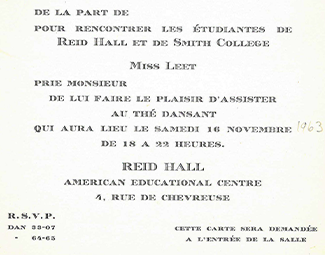 Invitation to the "Thé dansant." RH archives, scrapbook.