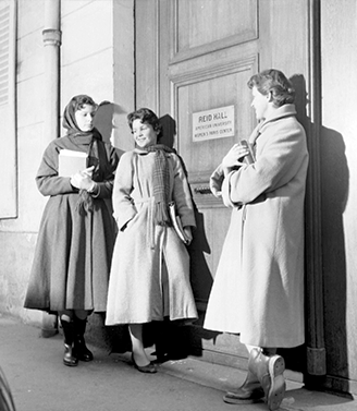 Students outside of Reid Hall, 1950s Photograph retrieved from 