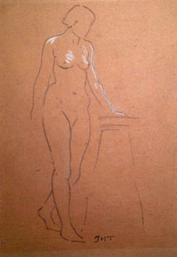 Grace Hill Turnbull, “Figure Study,” undated, graphite with white chalk on paper, Baltimore Museum of Art