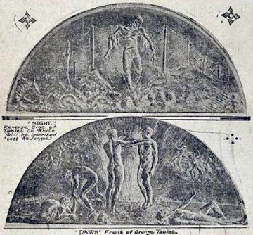 Anna Ladd, "Skeleton caught in barbed wire," c. 1923, two-sided bronze plaque, commissioned by the American Legion,  Manchester, Massachusetts