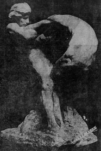 Alice Morgan Wright’s sculpture, “The Flesh and the Soul,” also shown at the 1915 suffrage exhibition in NY. From Minneapolis Star Tribune, October 17, 1915, p. 55.