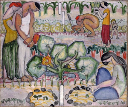Marguerite Zorach, "The Garden," 1914, oil and charcoal on canvas. Portland Museum of Art