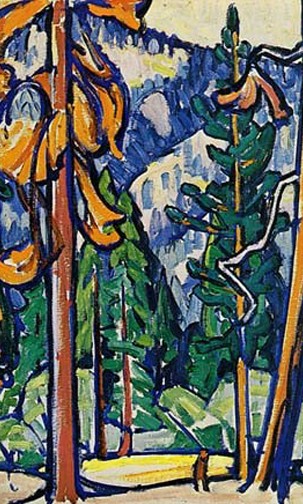 Marguerite Zorach, "Man Among the Redwoods," 1912, oil on canvas. USEUM