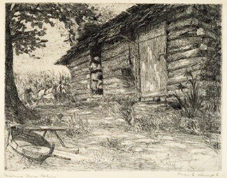 Alice E. Rumph, "Carolina Negro Cabin," n.d., etching. National Art Gallery
